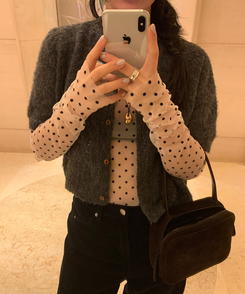 長袖Tシャツ シースルードット長袖Tシャツ BEIGE