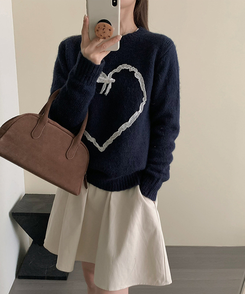 レースハートニット NAVY