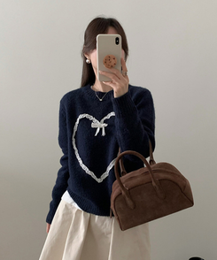 レースハートニット NAVY