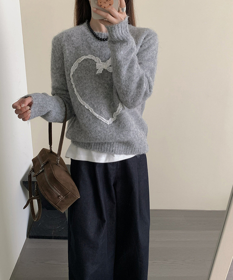 レースハートニット GREY