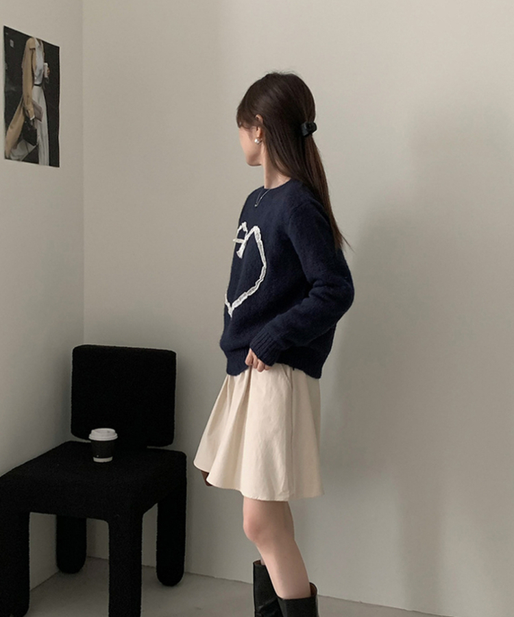 レースハートニット NAVY