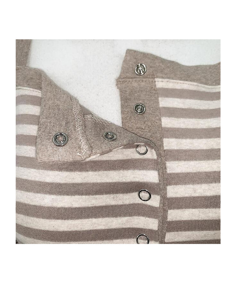 【起毛】ストライプオフショルダーTシャツ
