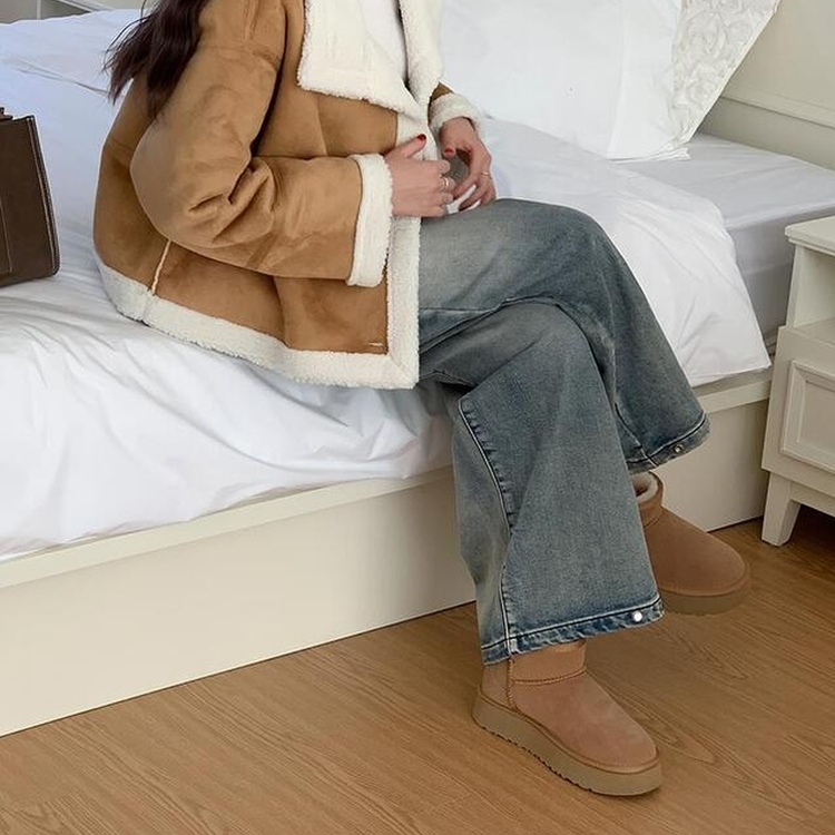 【丈別】【起毛】ウォッシングワイドデニムパンツ(5color)