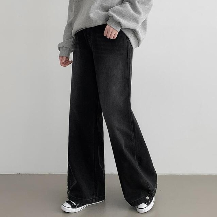 【丈別】【起毛】ウォッシングワイドデニムパンツ(5color)