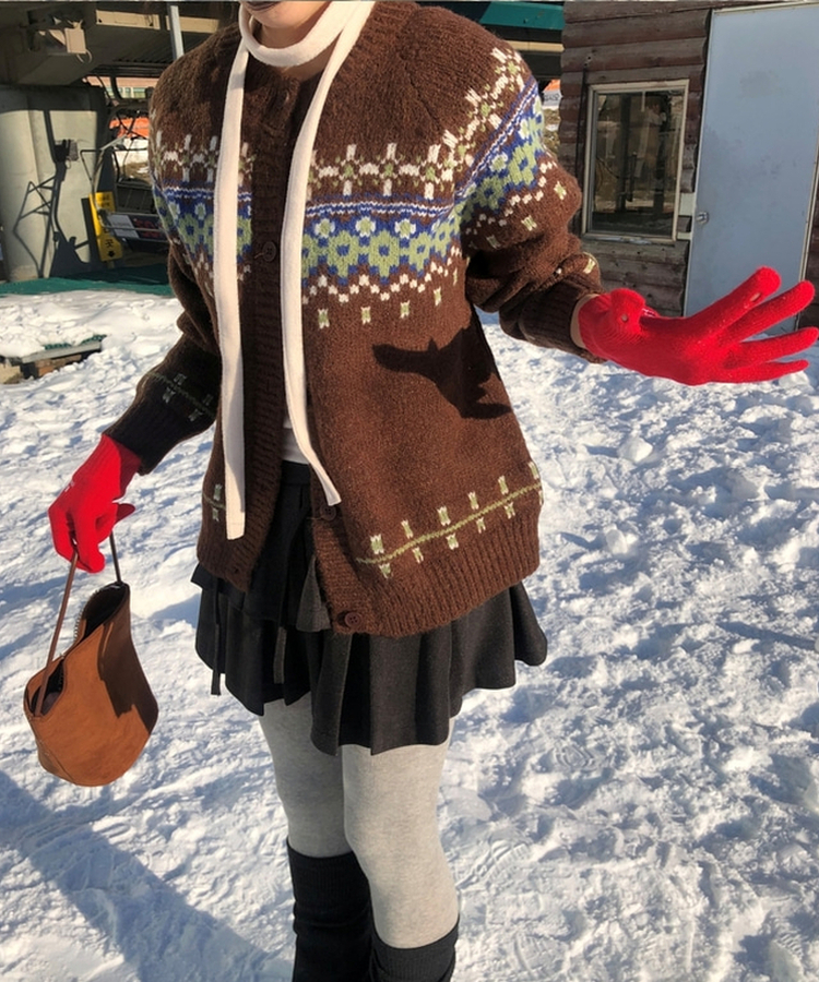 ルディックパターンニットラウンドカーディガン