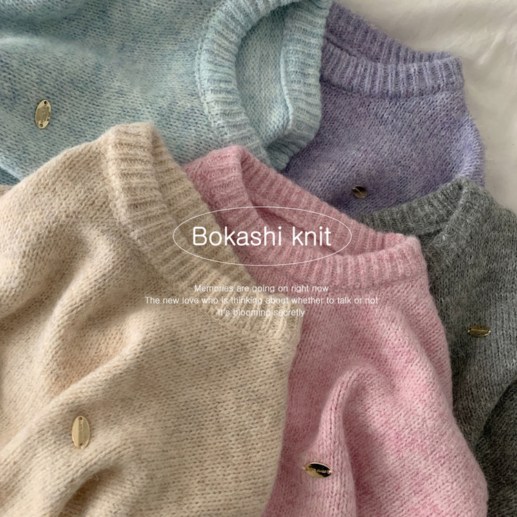 마블링 모헤어 보카시 펜던트 도톰 라운드니트 5color