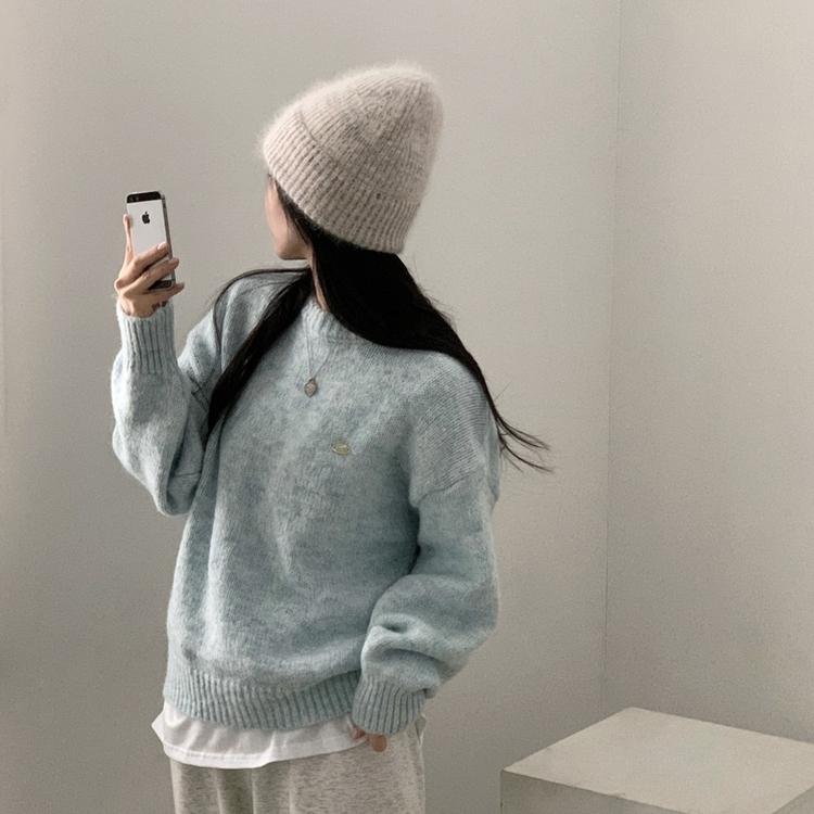 마블링 모헤어 보카시 펜던트 도톰 라운드니트 5color