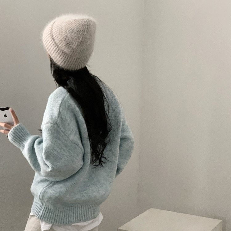 마블링 모헤어 보카시 펜던트 도톰 라운드니트 5color