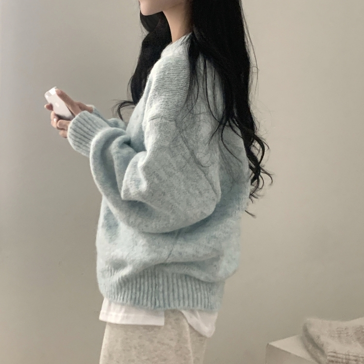 마블링 모헤어 보카시 펜던트 도톰 라운드니트 5color