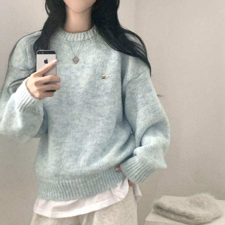 마블링 모헤어 보카시 펜던트 도톰 라운드니트 5color