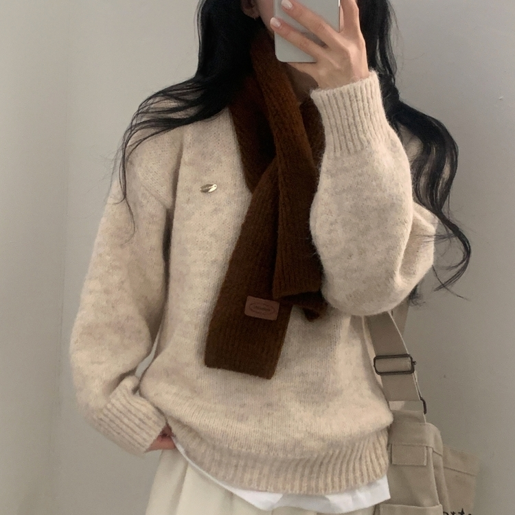 마블링 모헤어 보카시 펜던트 도톰 라운드니트 5color