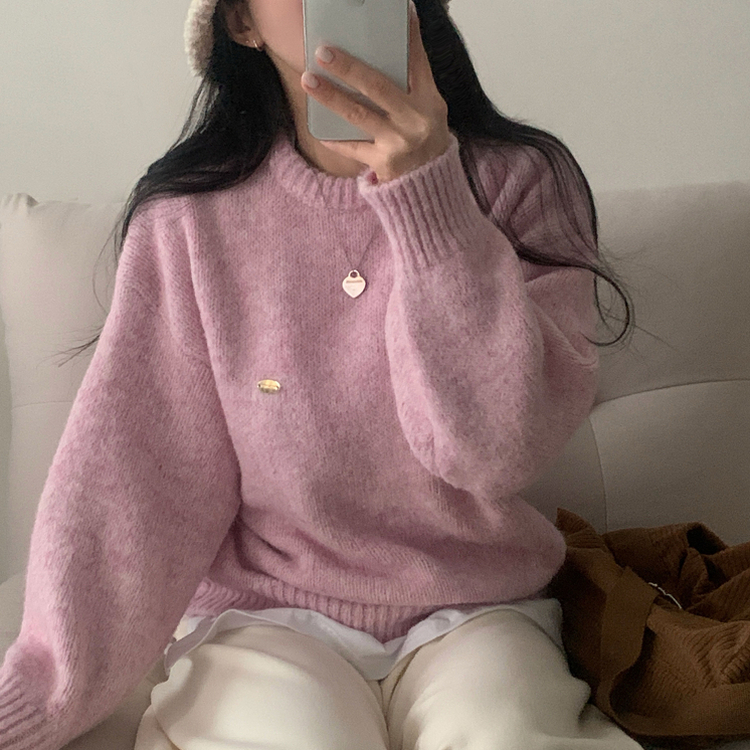 마블링 모헤어 보카시 펜던트 도톰 라운드니트 5color