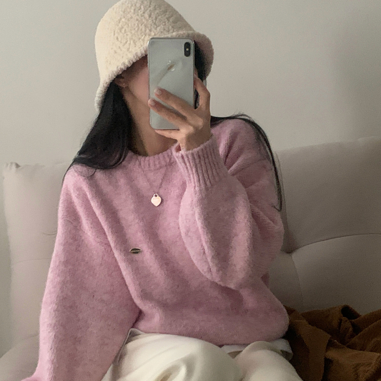 마블링 모헤어 보카시 펜던트 도톰 라운드니트 5color