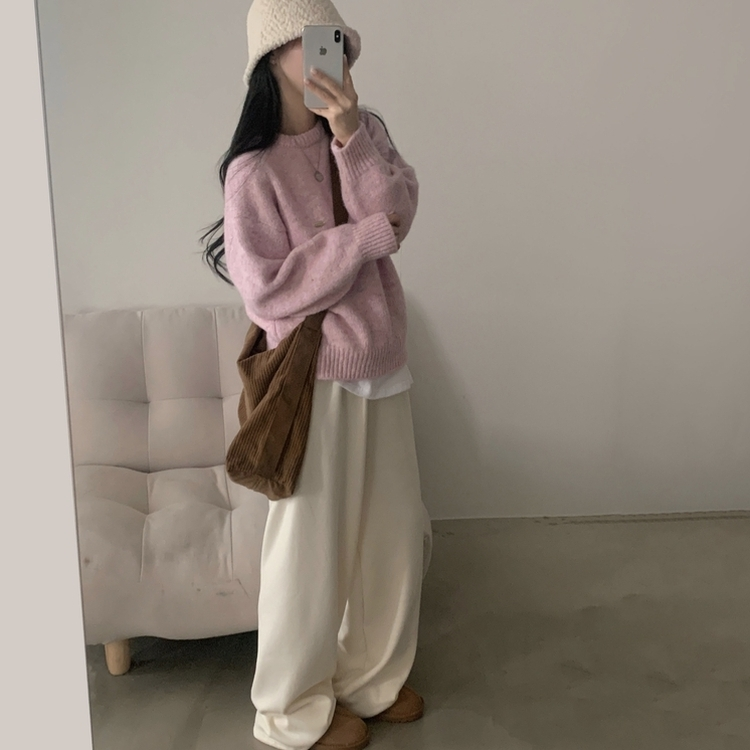 마블링 모헤어 보카시 펜던트 도톰 라운드니트 5color