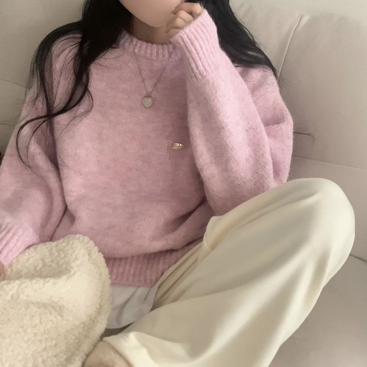 마블링 모헤어 보카시 펜던트 도톰 라운드니트 5color