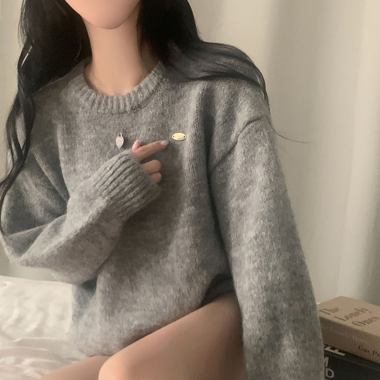 마블링 모헤어 보카시 펜던트 도톰 라운드니트 5color