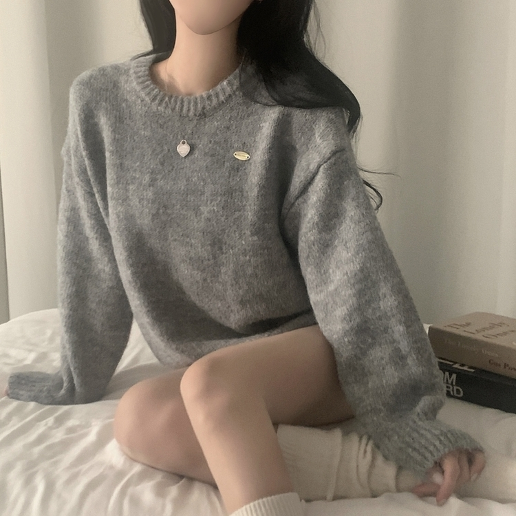 마블링 모헤어 보카시 펜던트 도톰 라운드니트 5color