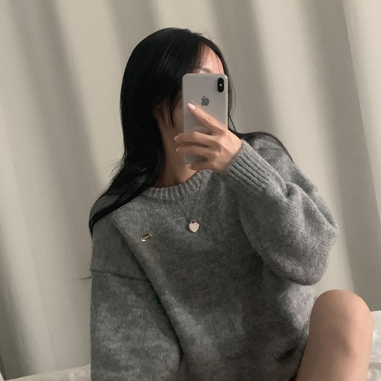 마블링 모헤어 보카시 펜던트 도톰 라운드니트 5color