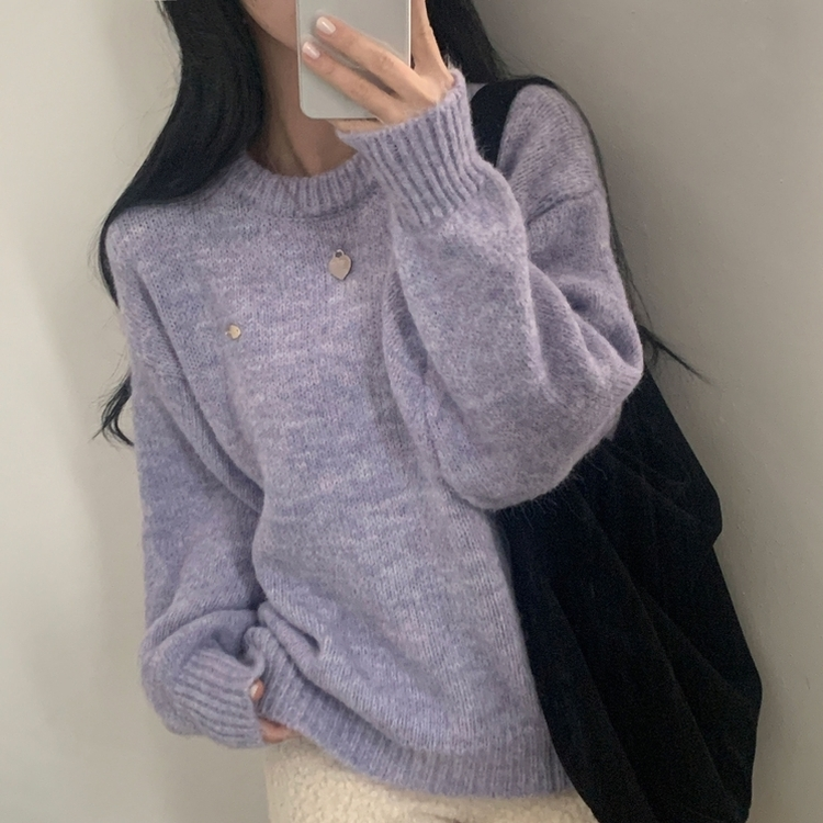 마블링 모헤어 보카시 펜던트 도톰 라운드니트 5color