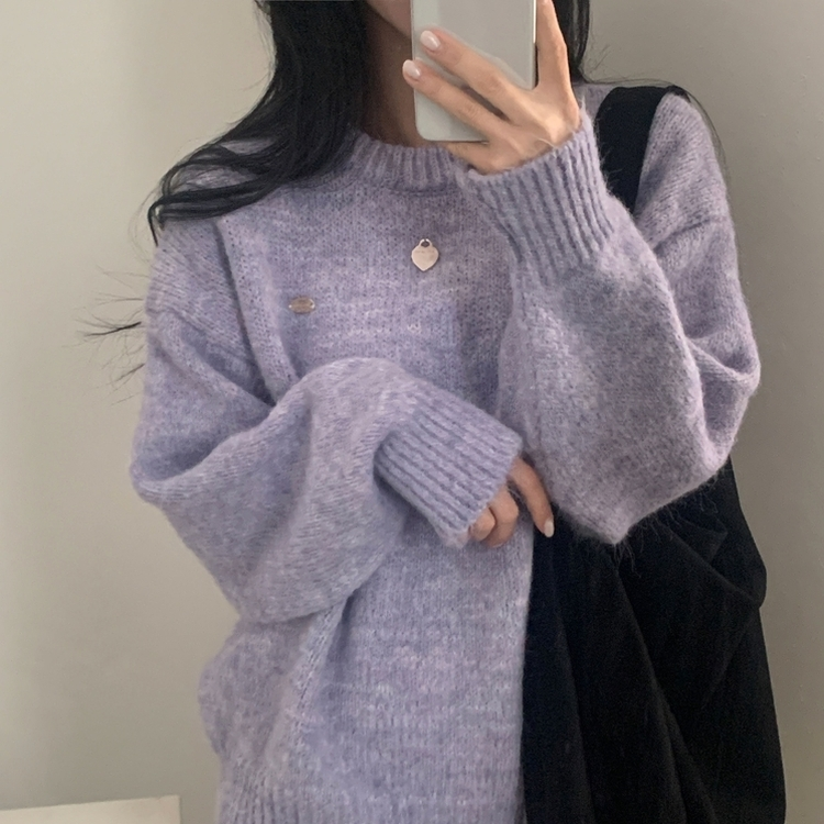 마블링 모헤어 보카시 펜던트 도톰 라운드니트 5color