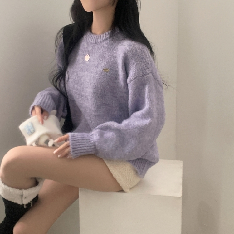 마블링 모헤어 보카시 펜던트 도톰 라운드니트 5color