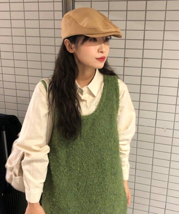 スエードハンティングキャップベレー帽