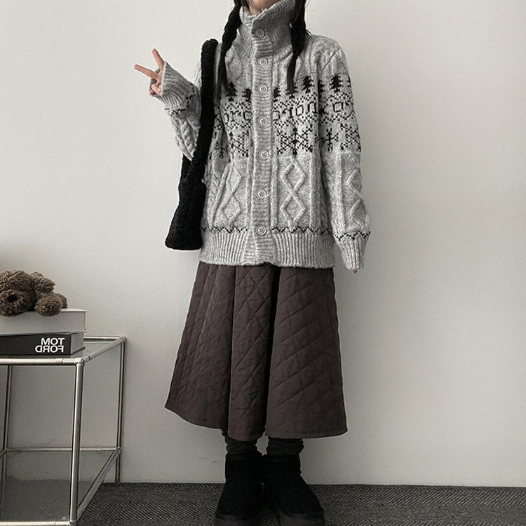 キルティングバンディングロングスカート