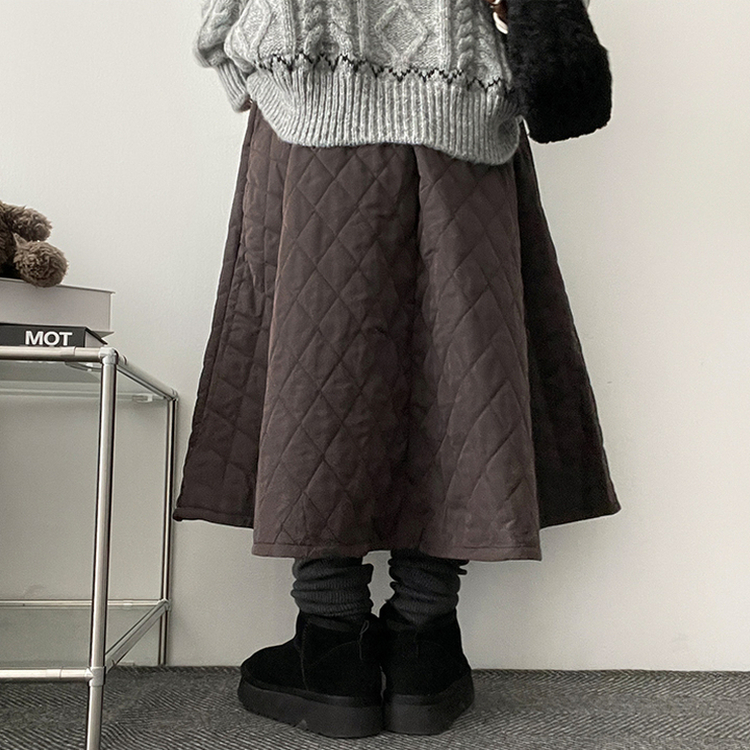 キルティングバンディングロングスカート