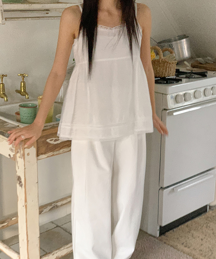 ドッパーコットンピンタックワイドパンツ
