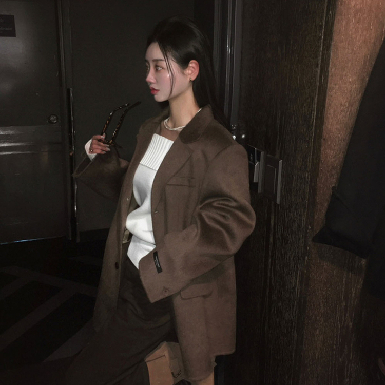 アンティークハンドメイドハーフコート BROWN