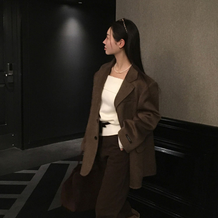 アンティークハンドメイドハーフコート BROWN