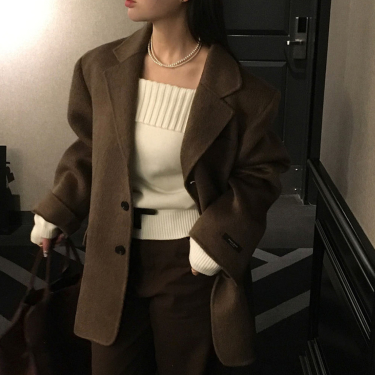 アンティークハンドメイドハーフコート BROWN