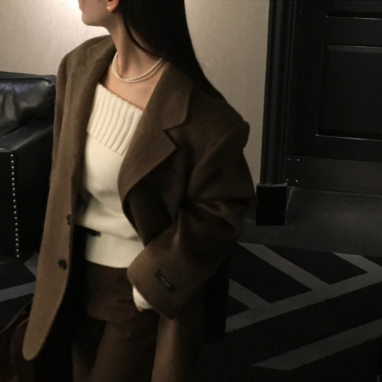 アンティークハンドメイドハーフコート BROWN