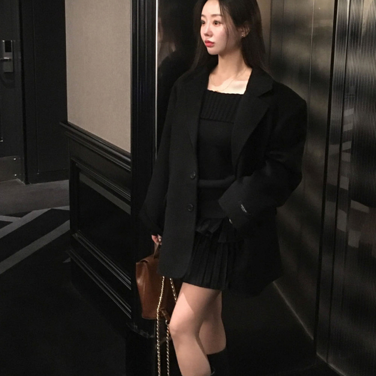 アンティークハンドメイドハーフコート BLACK