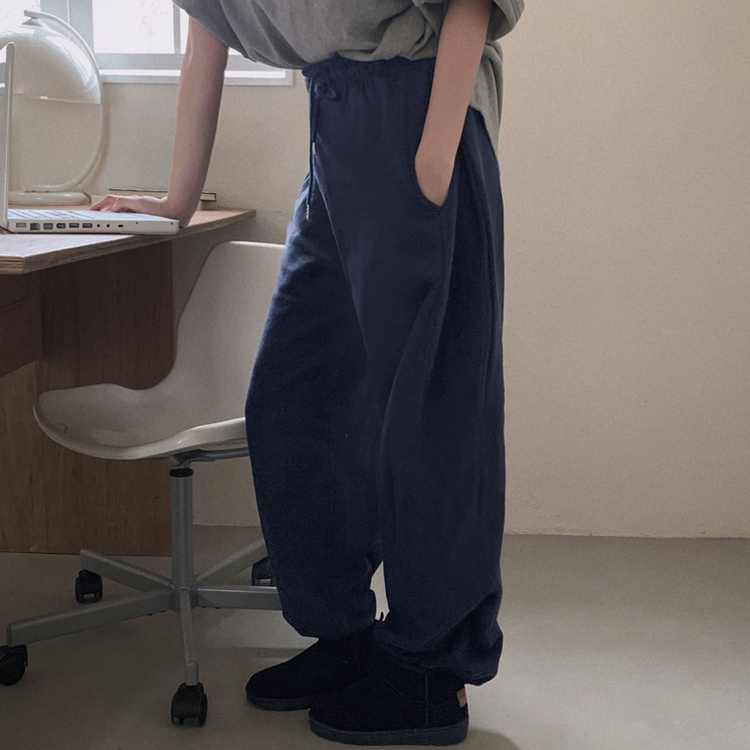 【起毛】サイドピンタックトレーニングポケットワイドパンツ(7color)