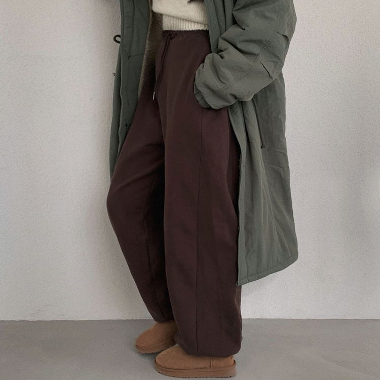 【起毛】サイドピンタックトレーニングポケットワイドパンツ(7color)
