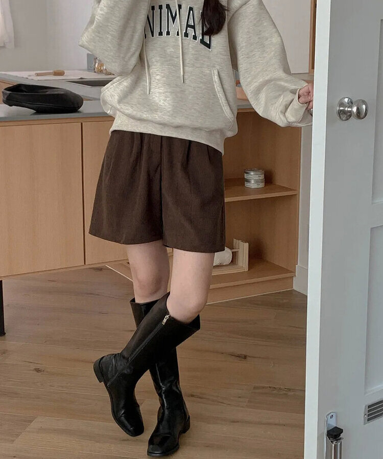 【丈別】【起毛】コーデュロイミンクハーフパンツ