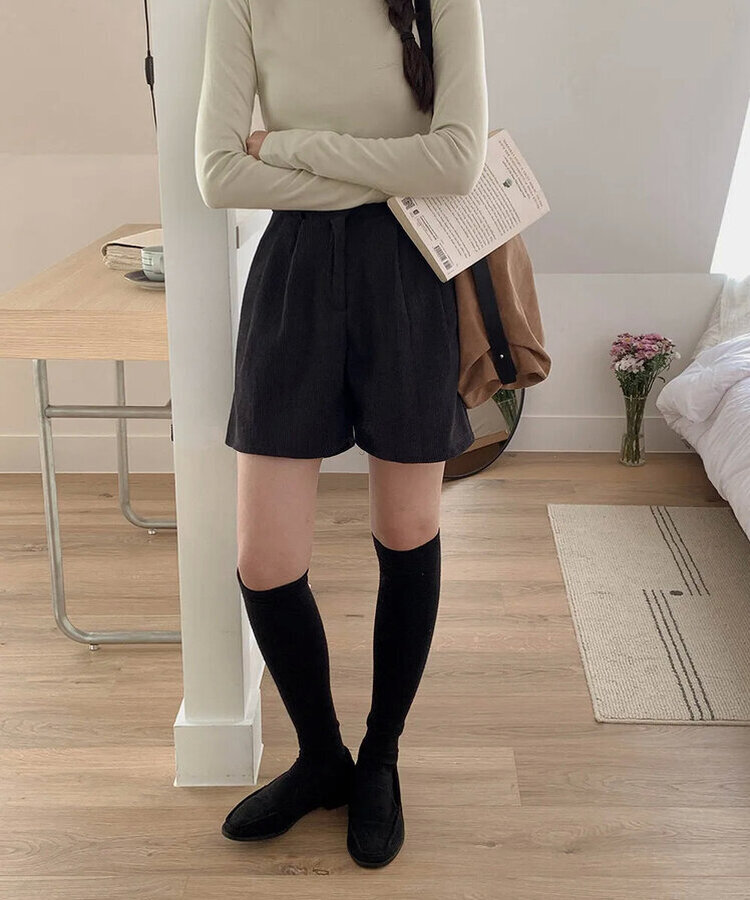 【丈別】【起毛】コーデュロイミンクハーフパンツ