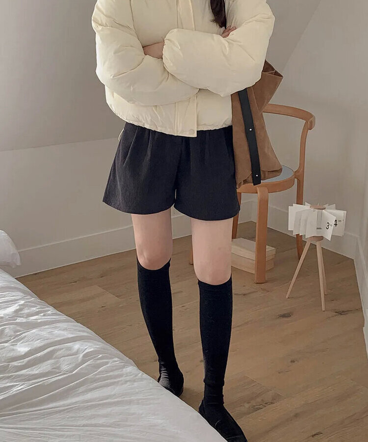 【丈別】【起毛】コーデュロイミンクハーフパンツ