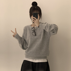 ラウンドリブデイリーニット(6color) GREY