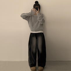 ラウンドリブデイリーニット(6color) GREY