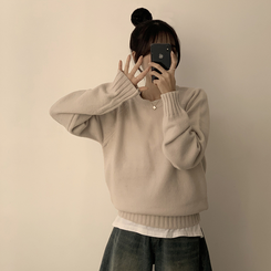 ラウンドリブデイリーニット(6color) OATMEAL