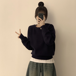 ラウンドリブデイリーニット(6color) NAVY