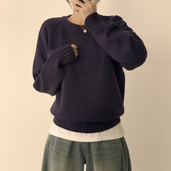 ラウンドリブデイリーニット(6color) NAVY