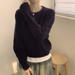 ラウンドリブデイリーニット(6color) NAVY