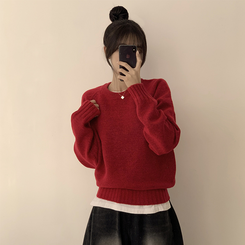 ラウンドリブデイリーニット(6color) red