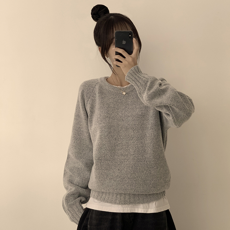 ラウンドリブデイリーニット(6color) GREY