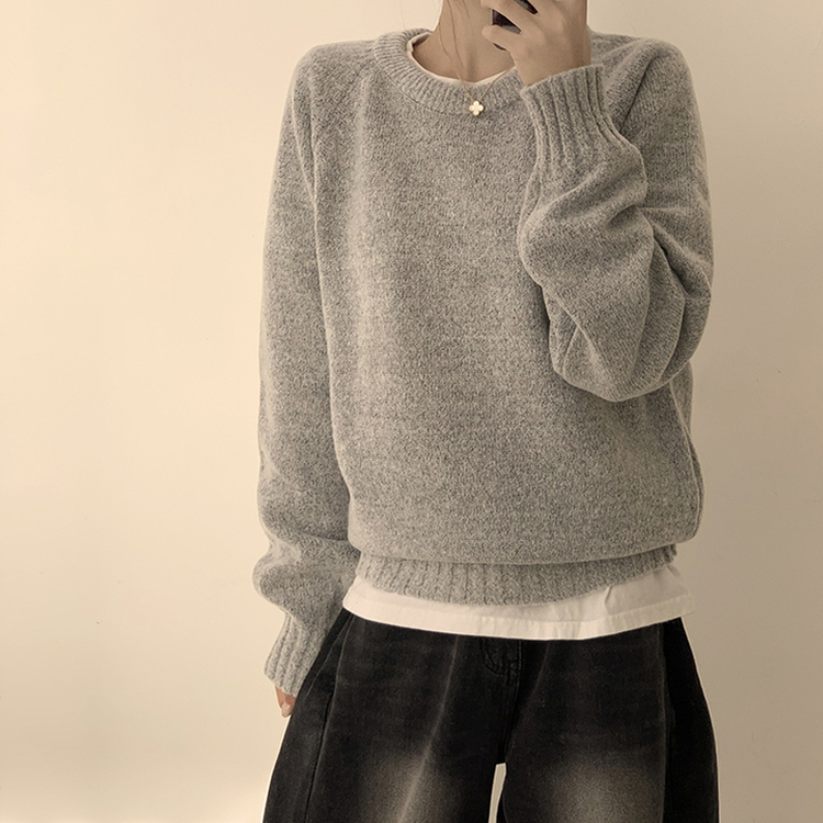 ラウンドリブデイリーニット(6color) GREY