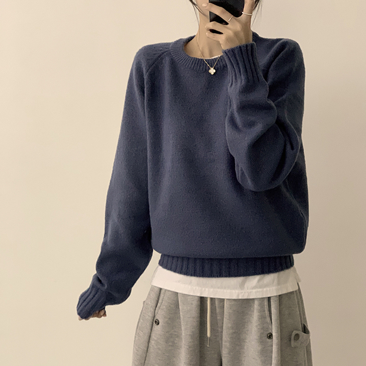 ラウンドリブデイリーニット(6color) blue