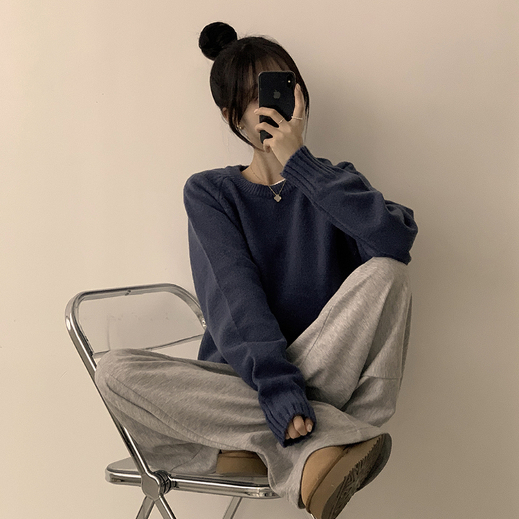 ラウンドリブデイリーニット(6color) blue